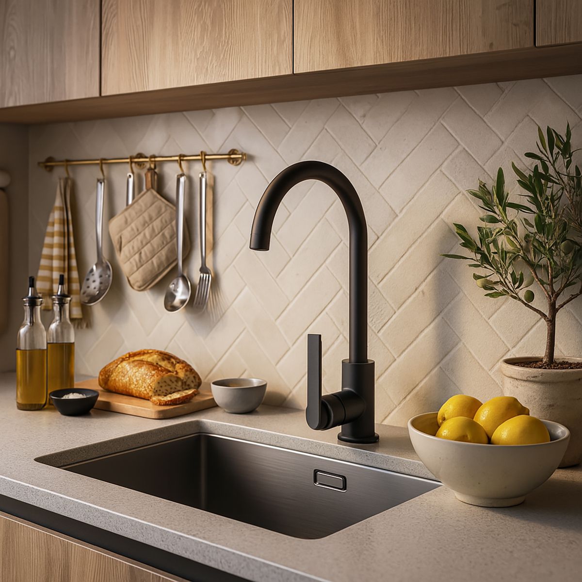 TEKA - Grifo Cocina con Flexibles 1/2" Giro 360º IN-915 Negro