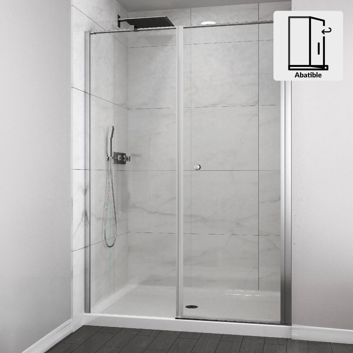 DUSCHY - Set mampara plegable con hoja fija para cierre 160 cm