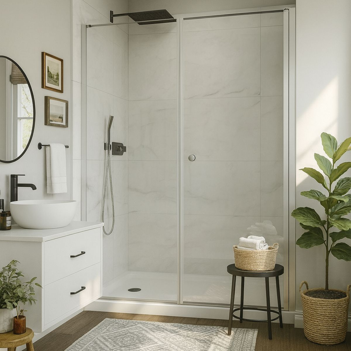 DUSCHY - Set mampara plegable con hoja fija para cierre 160 cm