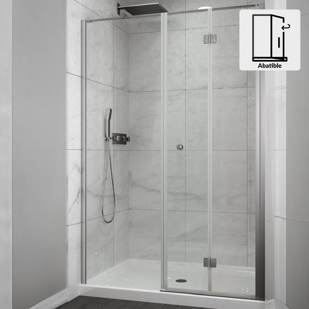 DUSCHY - Set mampara plegable con hoja fija para cierre 110 cm