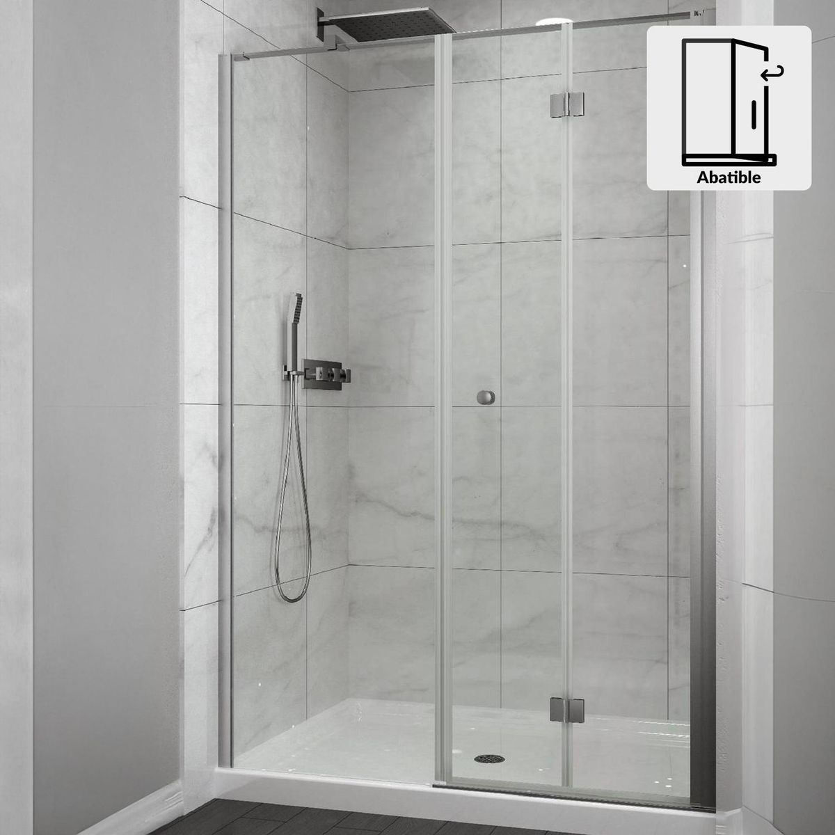 DUSCHY - Set mampara plegable con hoja fija para cierre 120 cm