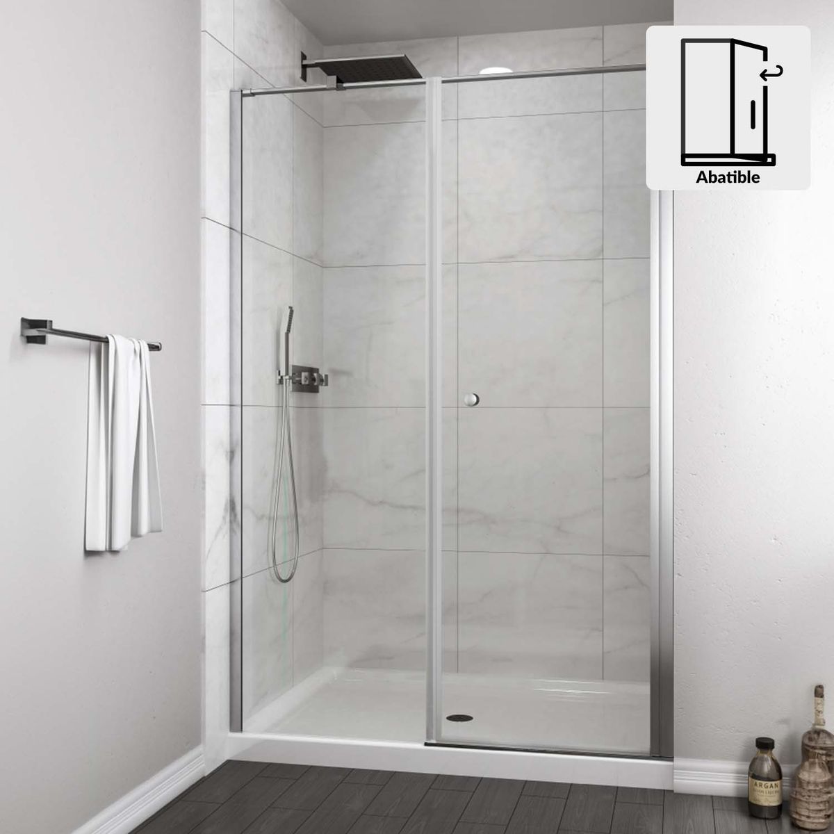 DUSCHY - Set mampara abatible con hoja fija para cierre 110 cm