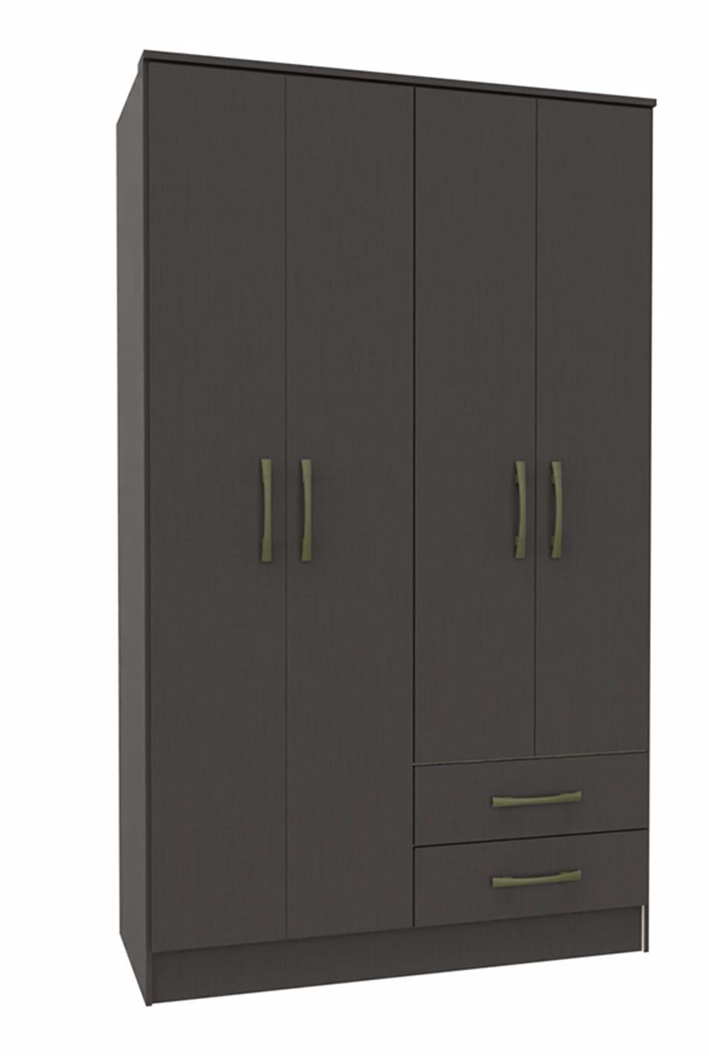 VEKKAHOME - Clóset Pequim 4 Puerta(s) 2 Cajón(es) 5 Repisa(s) 108.2x182.5x47 cm Negro