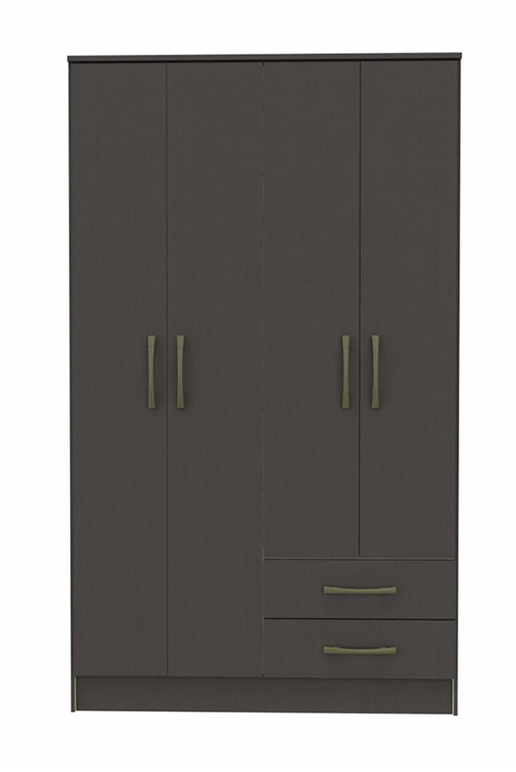 VEKKAHOME - Clóset Pequim 4 Puerta(s) 2 Cajón(es) 5 Repisa(s) 108.2x182.5x47 cm Negro