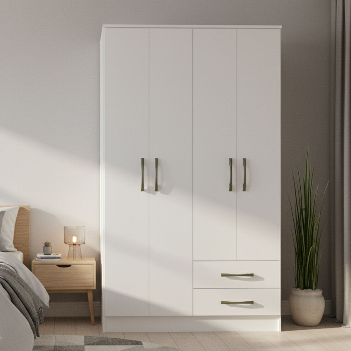 VEKKAHOME - Clóset Pequim 4 Puerta(s) 3 Cajón(es) 5 Repisa(s) 108.2x182.5x47 cm Blanco