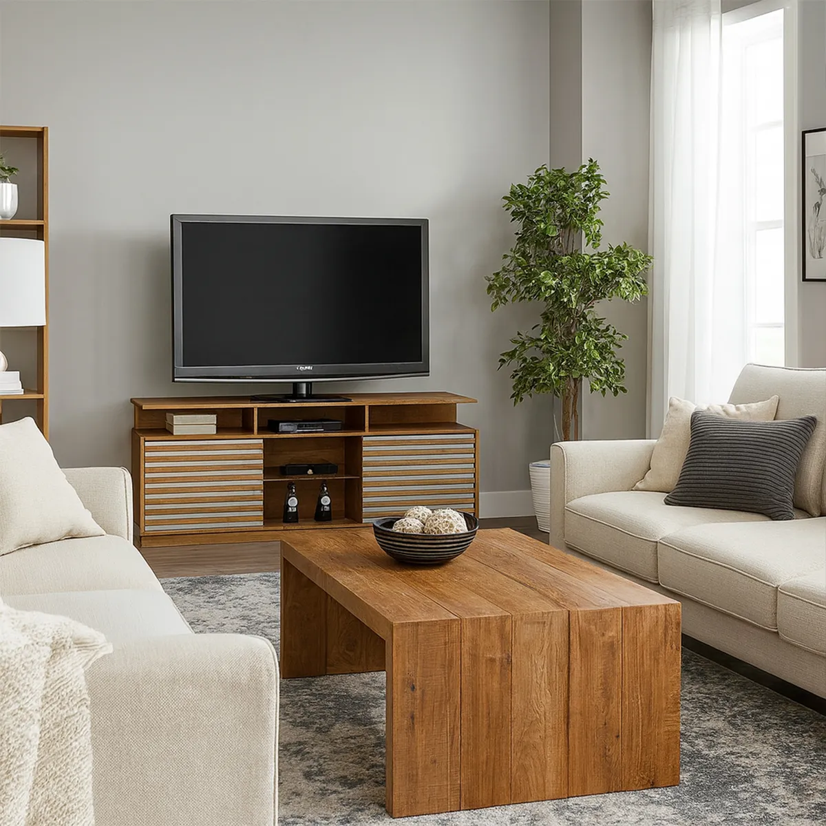 VEKKAHOME - Rack TV Roma Canela Café 60 " 181x68,5x38 cm