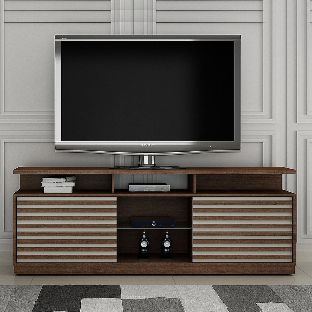 VEKKAHOME - Rack TV Roma Chocolate 60 " 134x72,5x37,5 cm