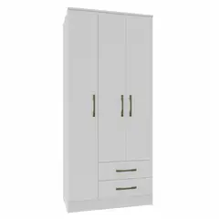VEKKAHOME - Clóset Pequim 3 Puerta(s) 2 Cajón(es) 5 Repisa(s) 81.4x182.5x47 cm Blanco
