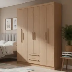 VEKKAHOME - Clóset Mali 6 Puerta(s) 2 Cajón(es) 7 Repisa(s) 162x198.2x47 cm Beige