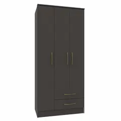VEKKAHOME - Clóset Pequim 3 Puerta(s) 2 Cajón(es) 5 Repisa(s) 81.4x182.5x47 cm Negro