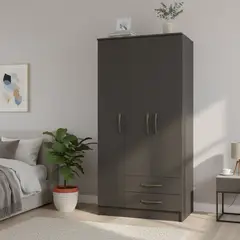 VEKKAHOME - Clóset Pequim 3 Puerta(s) 2 Cajón(es) 5 Repisa(s) 81.4x182.5x47 cm Negro