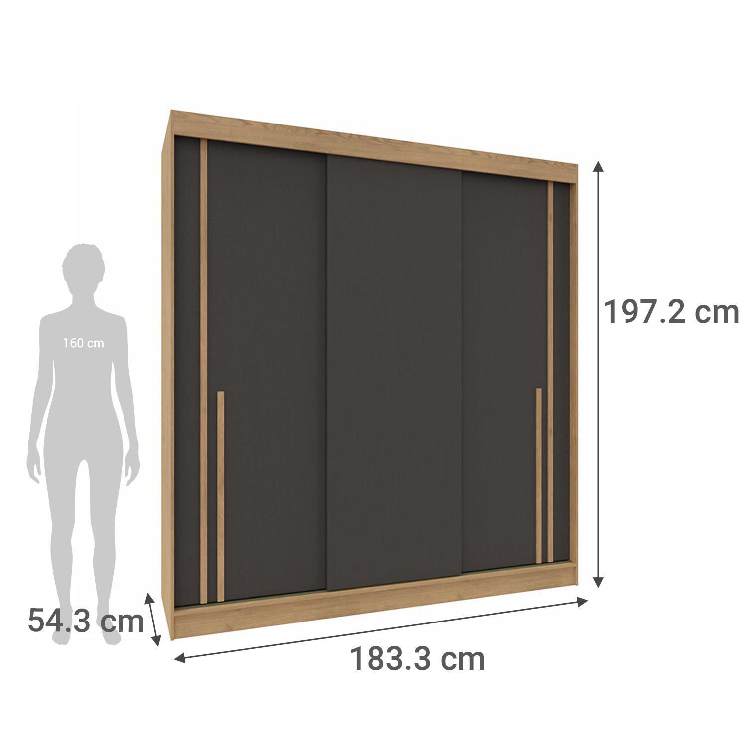 VEKKAHOME Clóset Lyon New 3 Puerta(s) 2 Cajón(es) 8 Repisa(s