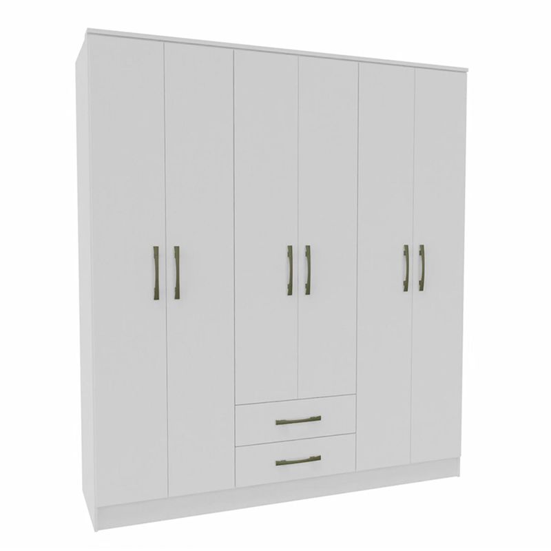 VEKKAHOME - Clóset Pequim 6 Puerta(s) 2 Cajón(es) 6 Repisa(s) 161.7x182.5x47 cm Blanco