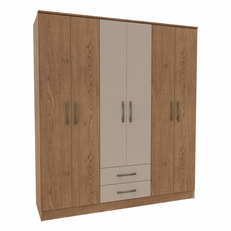 VEKKAHOME - Clóset Pequim 6 Puerta(s) 2 Cajón(es) 6 Repisa(s) 161.7x182.5x47 cm Beige