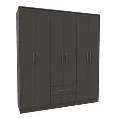 VEKKAHOME - Clóset Pequim 6 Puerta(s) 2 Cajón(es) 6 Repisa(s) 161.7x182.5x47 cm Negro
