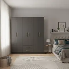 VEKKAHOME - Clóset Pequim 6 Puerta(s) 2 Cajón(es) 6 Repisa(s) 161.7x182.5x47 cm Negro