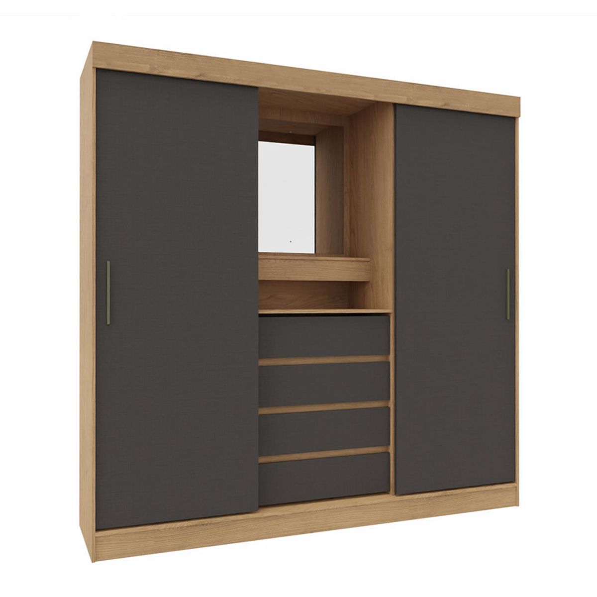 VEKKAHOME - Clóset Argo 2 Puerta(s) 4 Cajón(es) 8 Repisa(s) 185.4x183x46.5 cm Gris