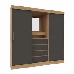 VEKKAHOME - Clóset Argo 2 Puerta(s) 4 Cajón(es) 8 Repisa(s) 185.4x183x46.5 cm Gris