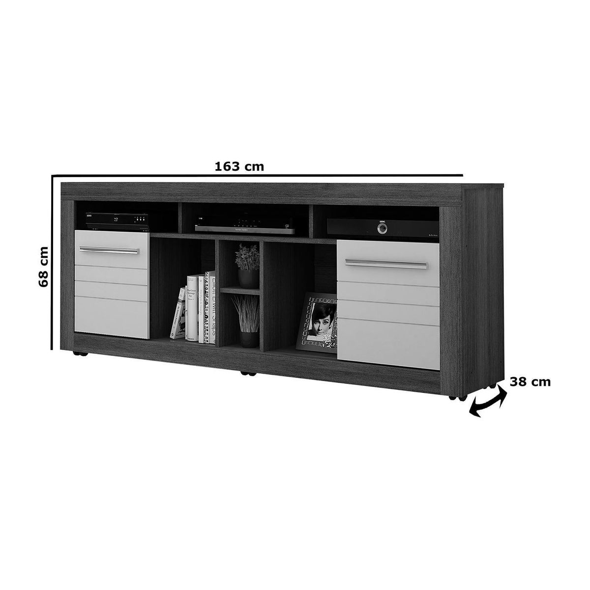 VEKKAHOME - Rack TV Firenze Chocolate 50 " 163x68x38 cm