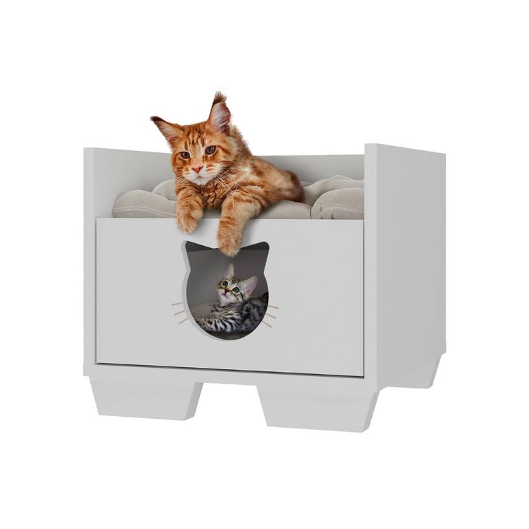 Cama con Cajón para Gato 34.5x39x40 cm Blanco