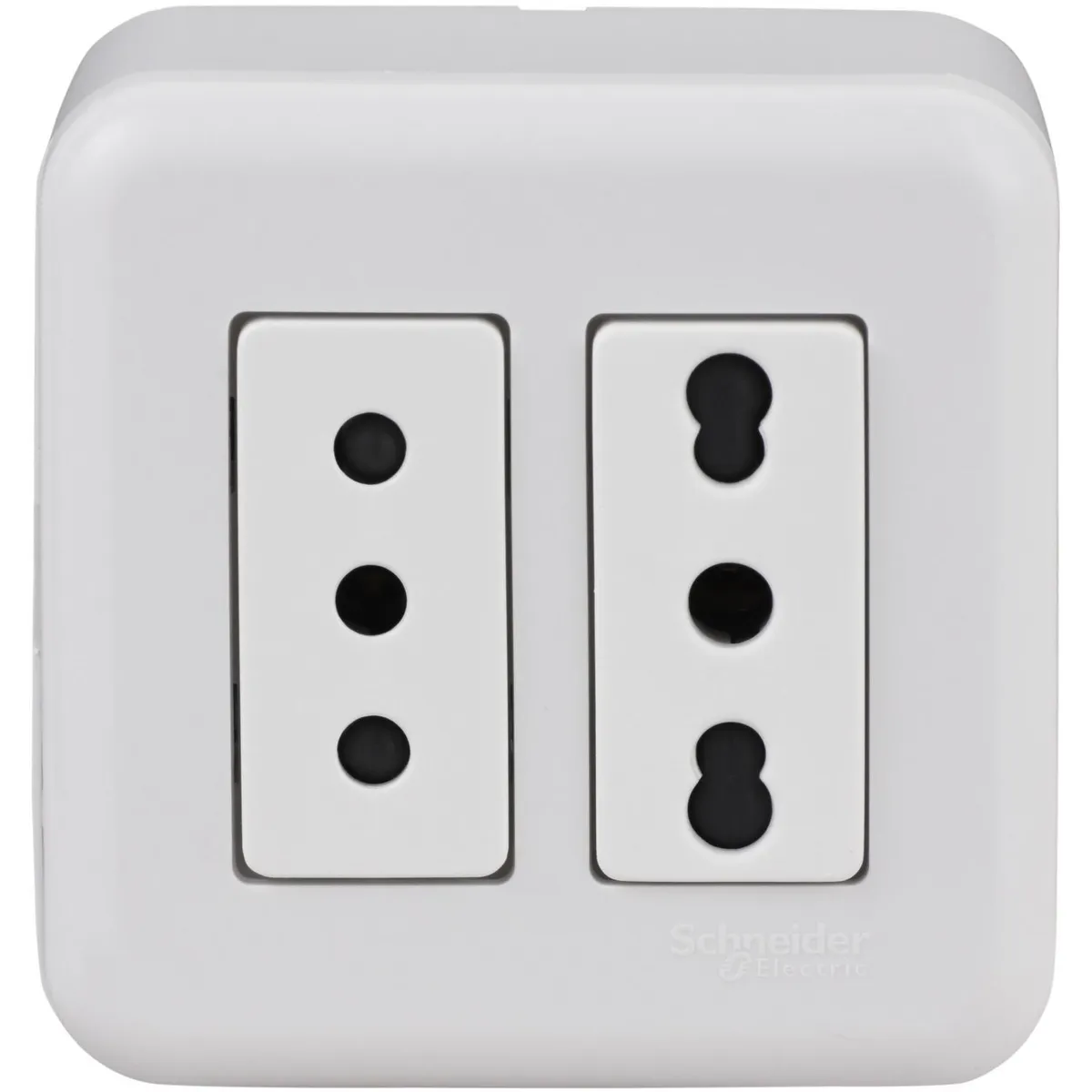 SCHNEIDER ELECTRIC - Casquete Genesis armado con tomacorriente 10A + 10/16A blanco
