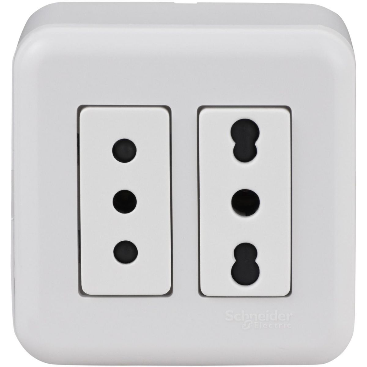 SCHNEIDER ELECTRIC - Casquete Genesis armado con tomacorriente 10A + 10/16A blanco