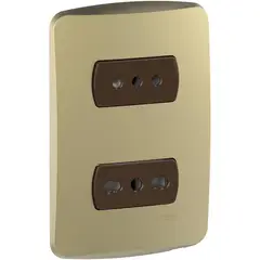 SCHNEIDER ELECTRIC - Placa Miluz Armada Con Tomacorriente 10/16A + 10A Dorado