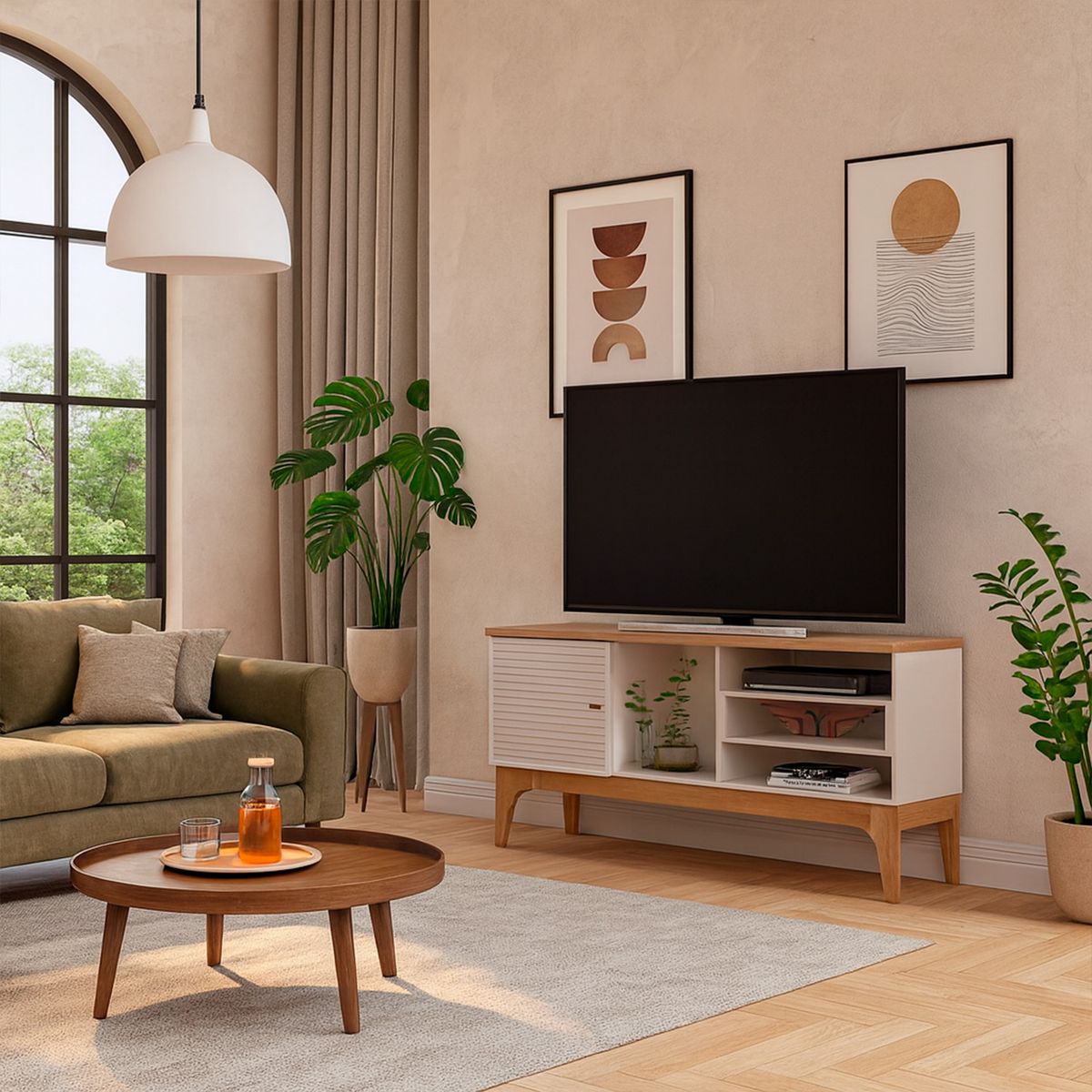 EXIT - Rack TV Veneza Beige/Cedro 60 " 136x67,3x36,5 cm