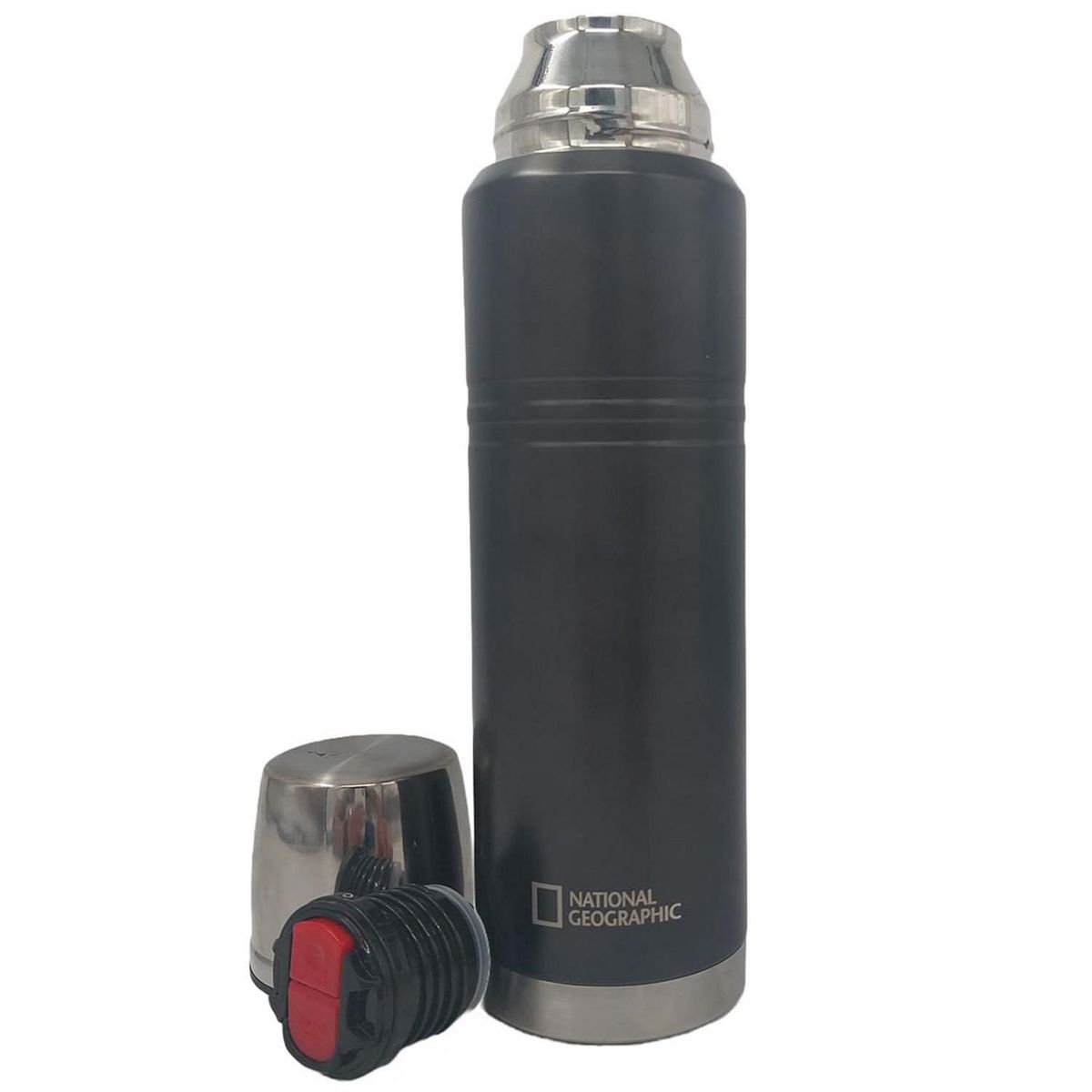 NATIONAL GEOGRAPHIC - Termo para Agua 1 l Acero Inoxidable Negro/ Plateado