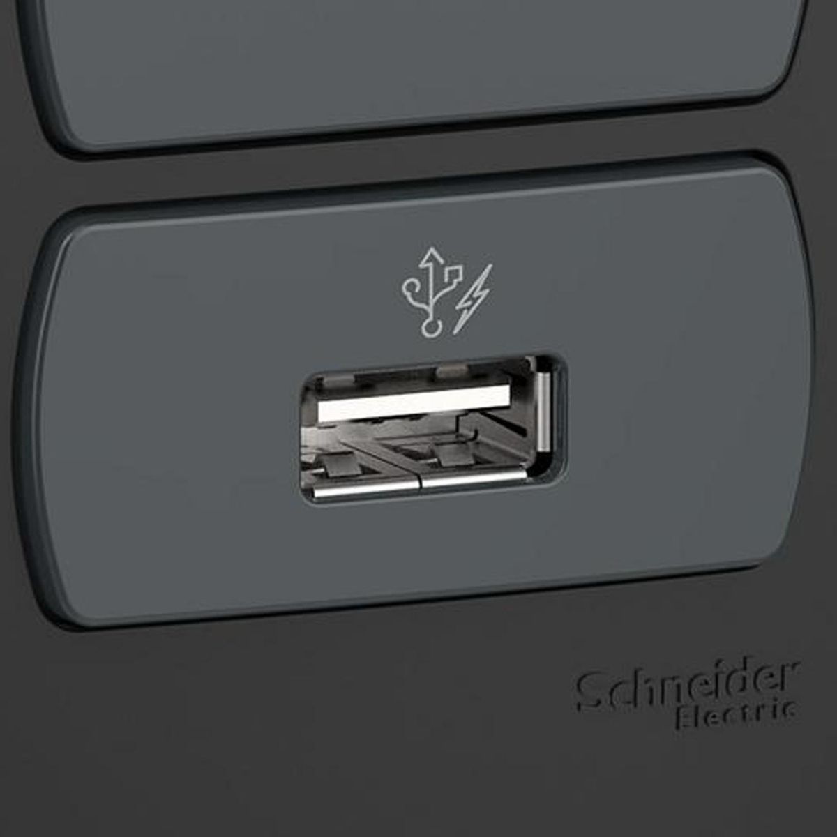 SCHNEIDER ELECTRIC - Placa Miluz armada con doble tomacorriente + 1 USB grafito