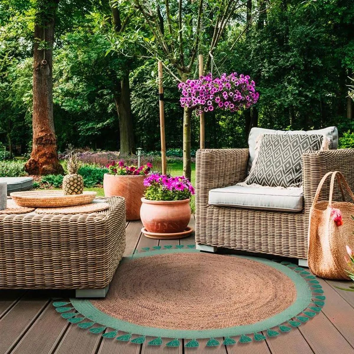 DIB - Alfombra Jute Malibu 150x150 cm Yute Aqua