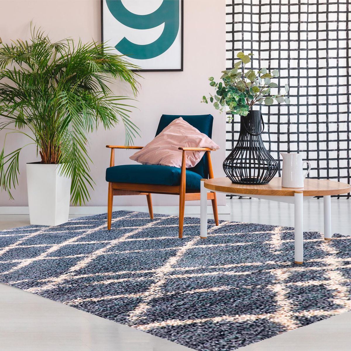 DIB - Alfombra Grande Shaggy Design 180x275 cm Polipropileno Aqua