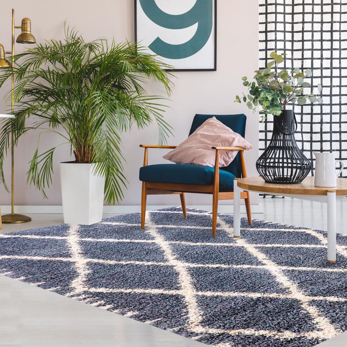 DIB - Alfombra Grande Shaggy Design 180x275 cm Polipropileno Aqua