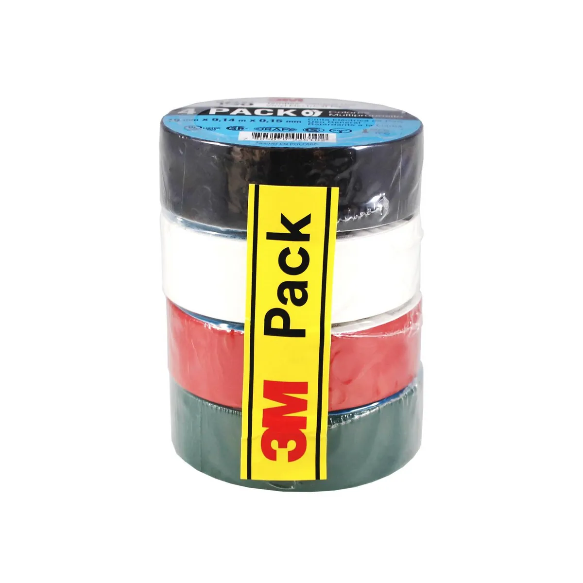 3M - Pack Cinta Aisladora Eléctrica 19 mm x 18 m Colores