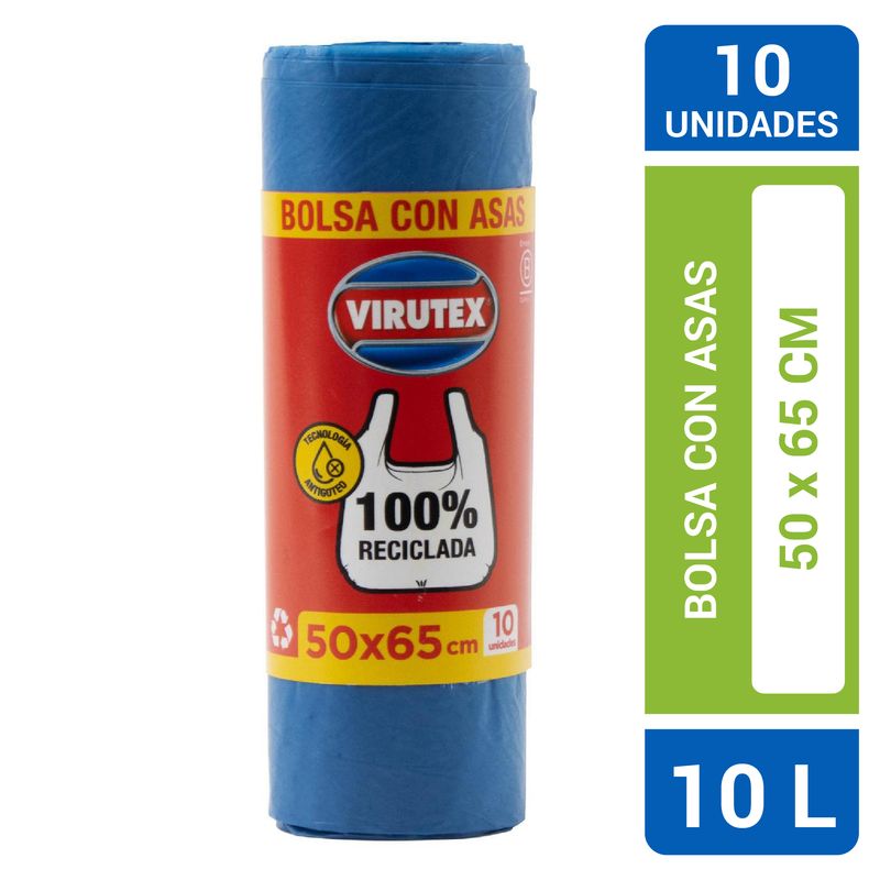 VIRUTEX - Bolsa con Asas 50x65 cm 10 Litros 10 unidades
