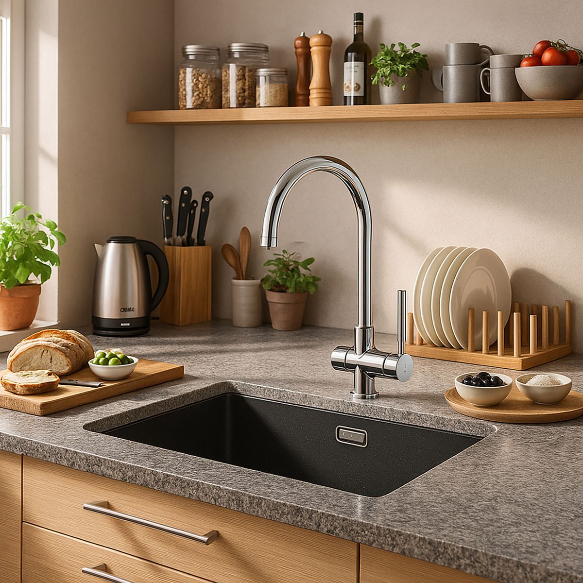 TEKA - Grifo Cocina con Función Agua Filtrada y Corriente Doble Apertura Plateado