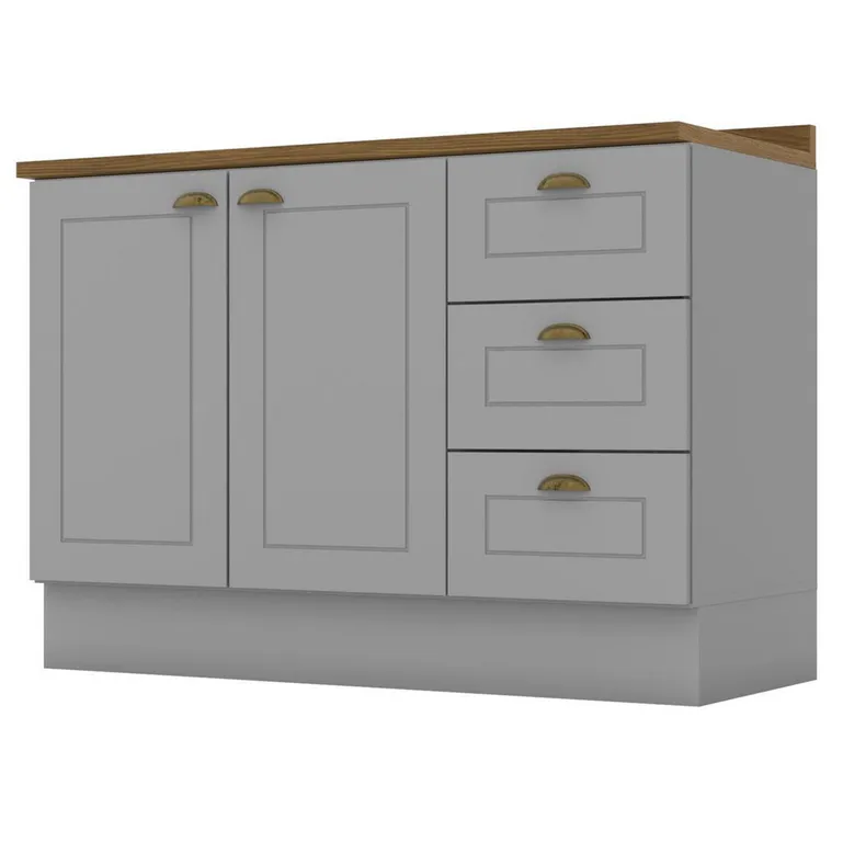 Mueble base 2 puertas 3 cajones gris Americana 120cm
