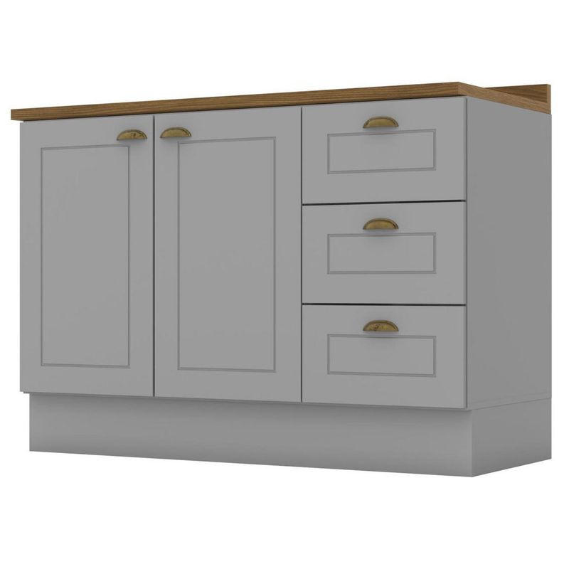 HOME MOBILI - Mueble base 2 puertas 3 cajones gris Americana 120cm