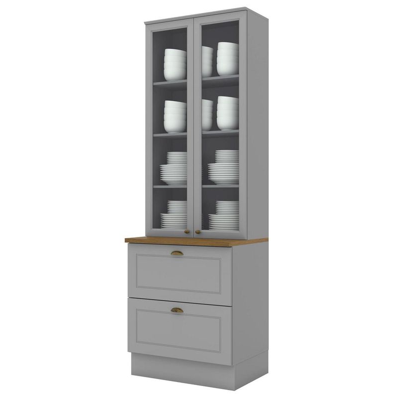 HOME MOBILI - Mueble cristalera 2 puertas gris Americana
