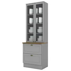 HOME MOBILI - Mueble cristalera 2 puertas gris Americana