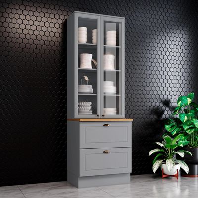 Imagen 2 del producto Mueble cristalera 2 puertas gris Americana