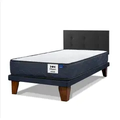 FLEX - Cama Europea Moon 1.5 plaza + respaldo royal negro