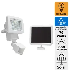 PARKSOLAR - Reflector Solar con Sensor 70 W IP65 1000 lm Luz Cálida