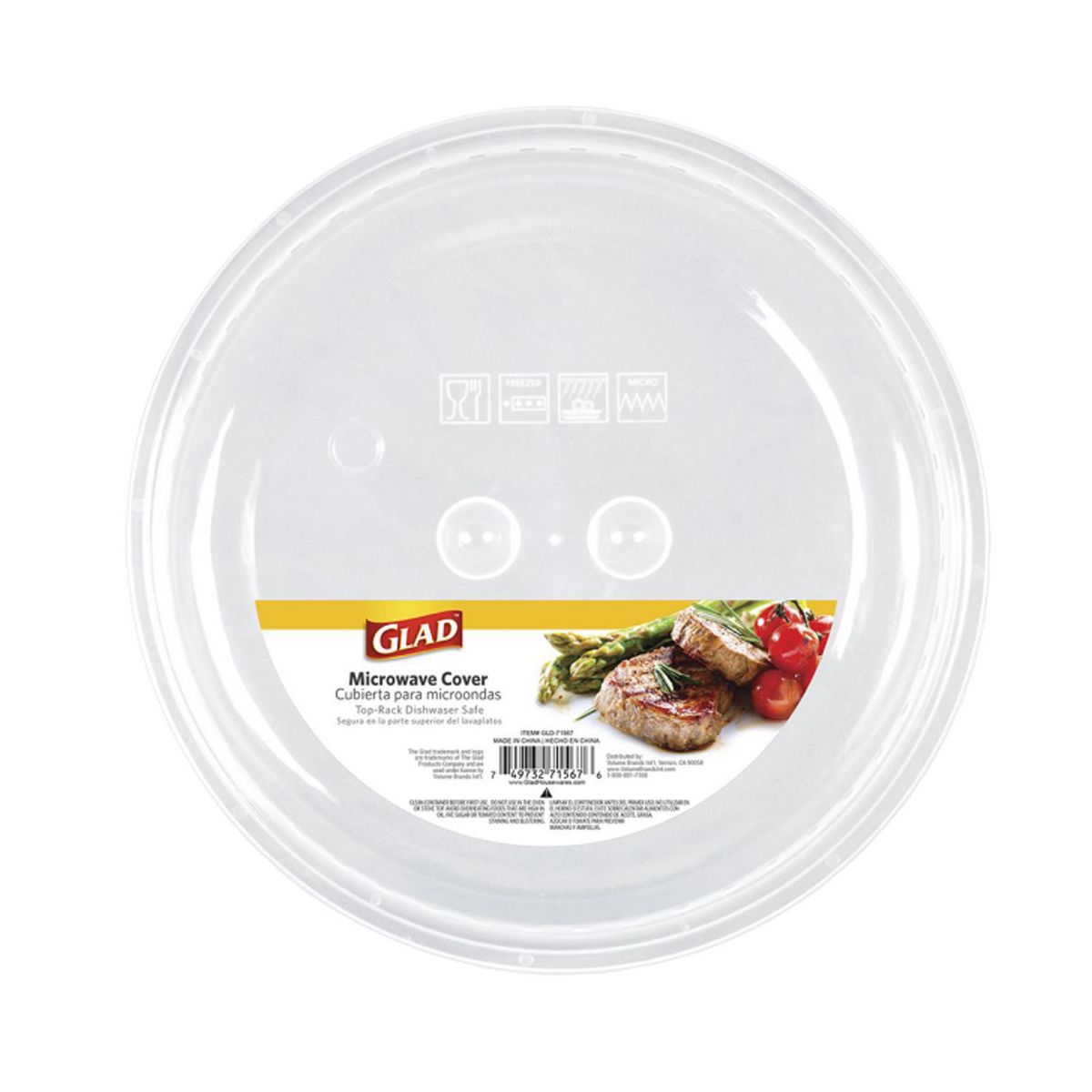 GLAD - Tapa Microondas Plástica Glad 27x27x7 cm Anti Salpicaduras Alimentos