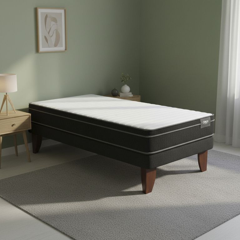 Cama 1 plaza Europea Onix Dual Negro