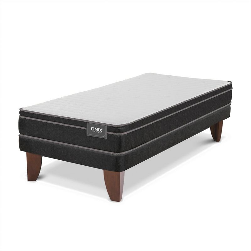 CIC - Cama 1.5 Plazas Europea Onix Dual Gris Oscuro, Blanco