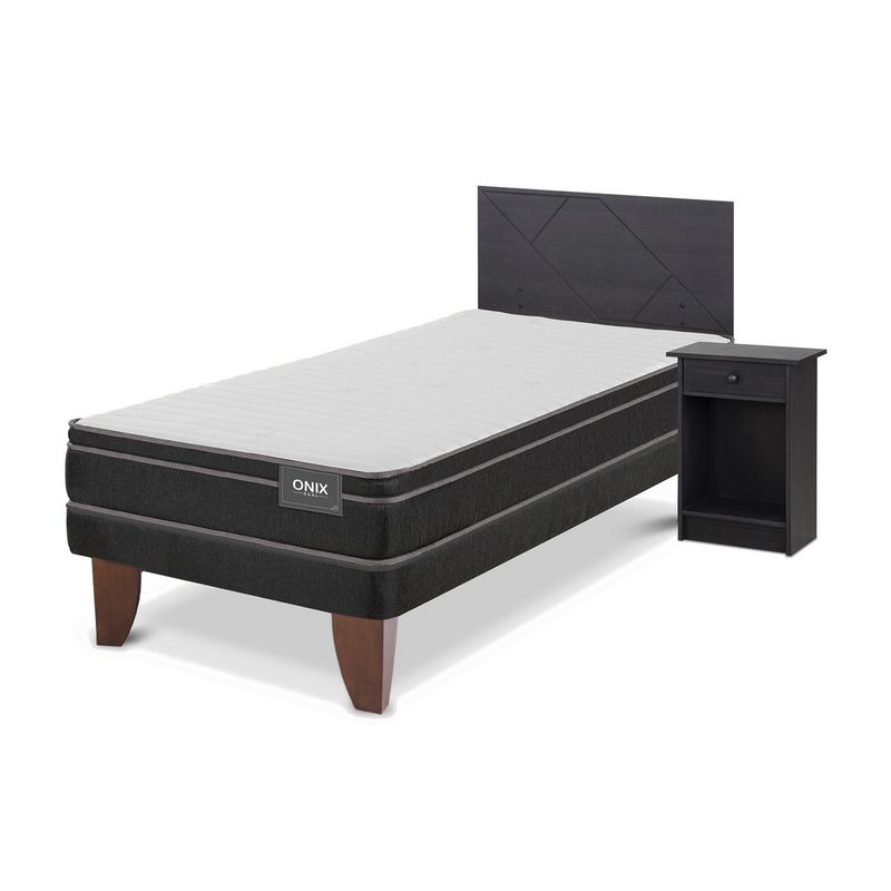 CIC - Cama 1.5 Plazas Europea Onix Dual Gris Oscuro, Blanco