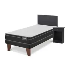 CIC - Cama 1.5 Plazas Europea Onix Dual Gris Oscuro, Blanco