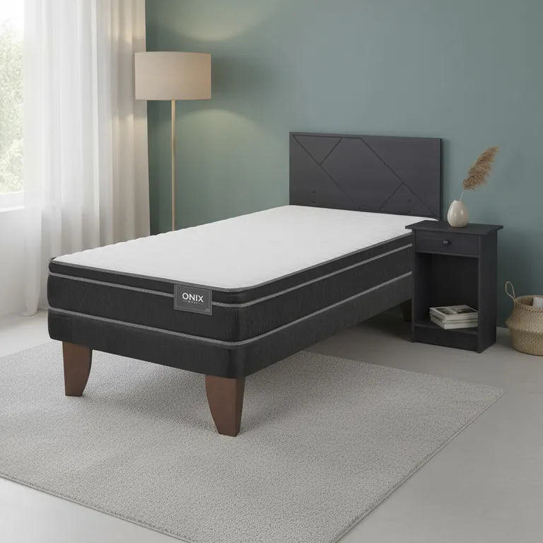 Cama 1.5 plazas Europea Onix Dual Negro