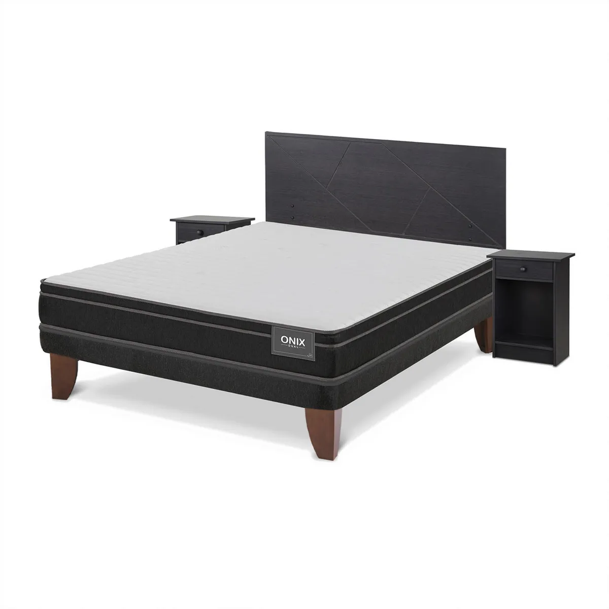 CIC - Cama 2 plazas Europea Onix Dual Gris oscuro, blanco